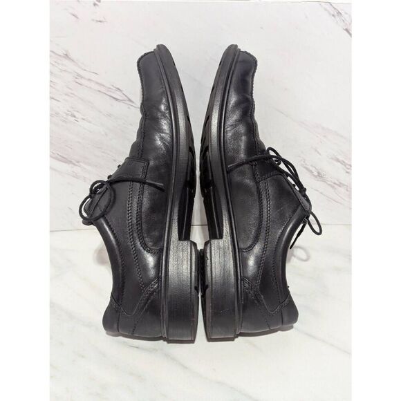 Ecco Men's Black Solid Leather Square Toe Tie Closure Oxford Shoe Size 11.5 - Picture 6 of 9